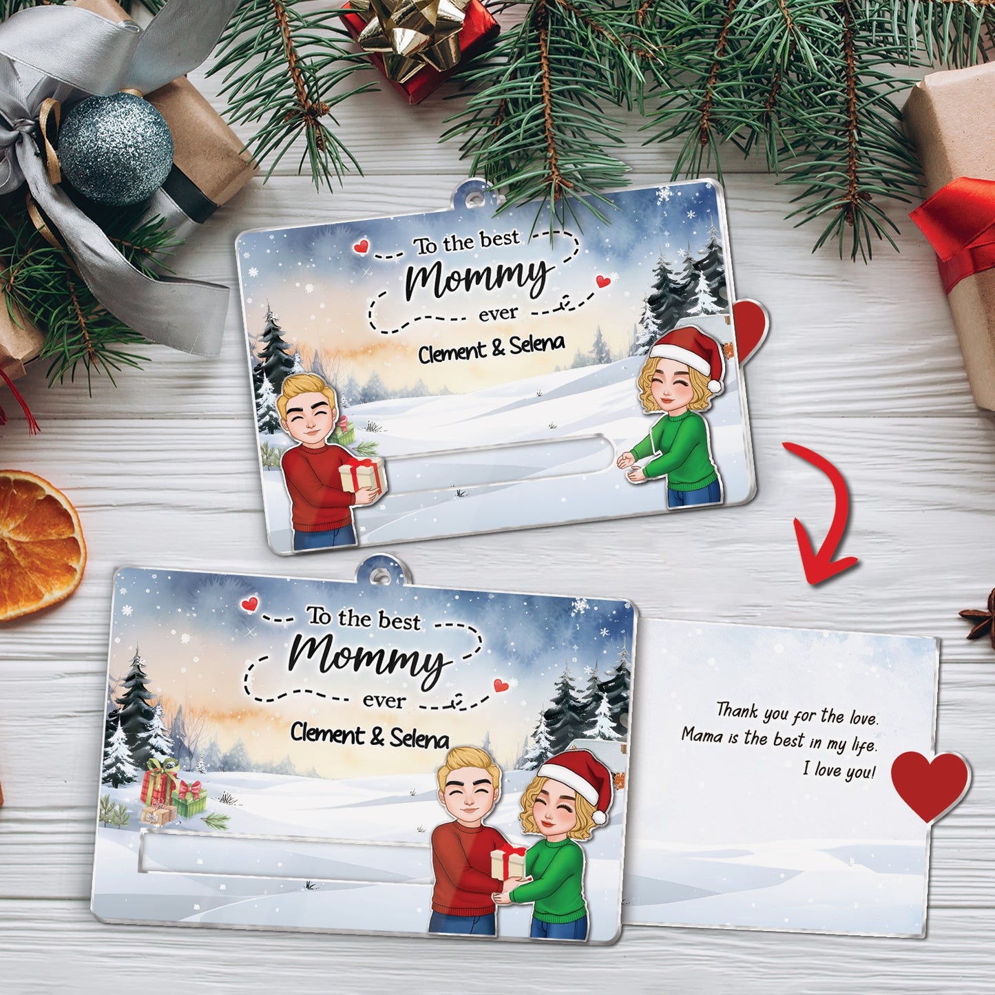 Family - To The Best Grandparents Ever - Personalized Acrylic Slider Card Ornament