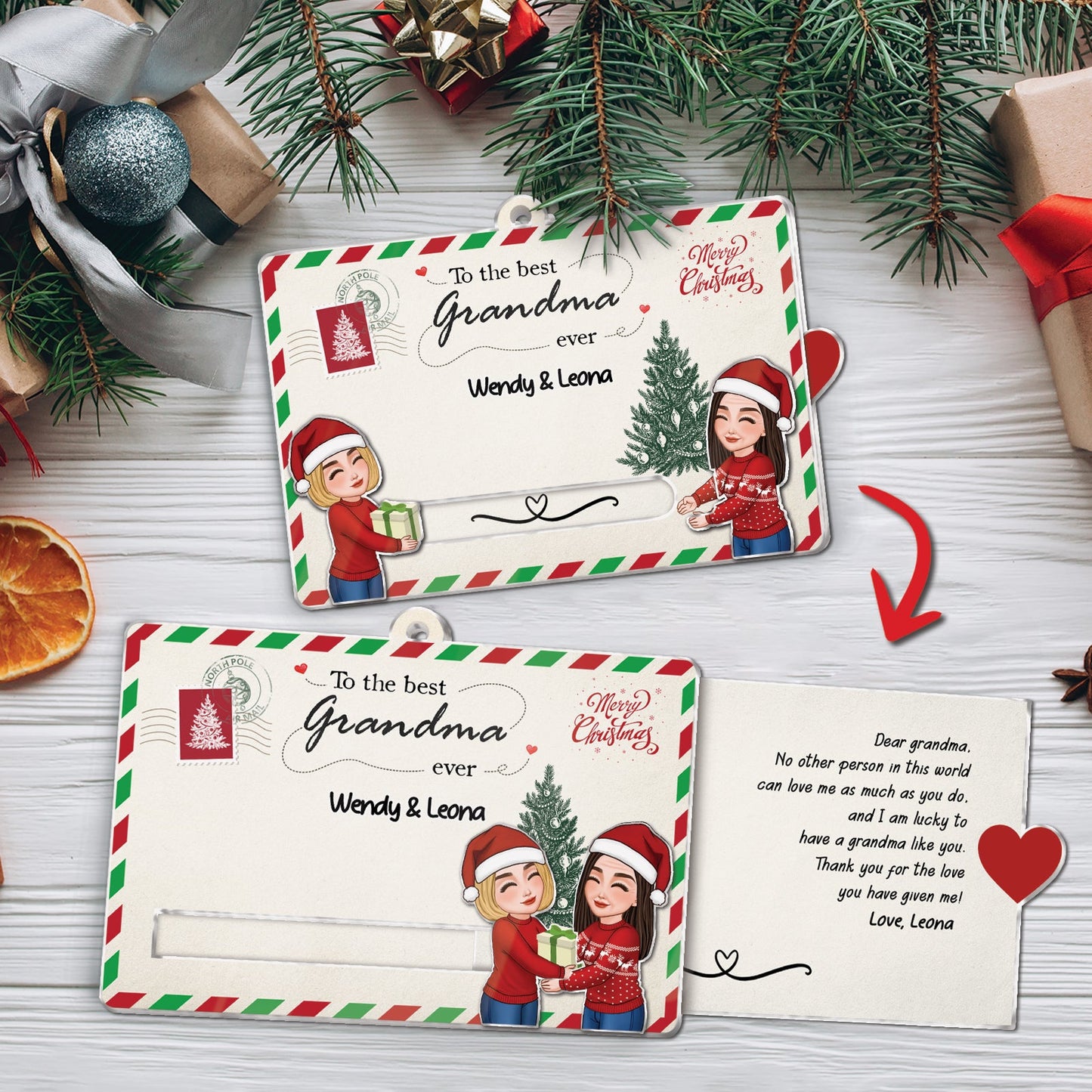 Family - To The Best Grandparents Ever - Personalized Acrylic Slider Card Ornament