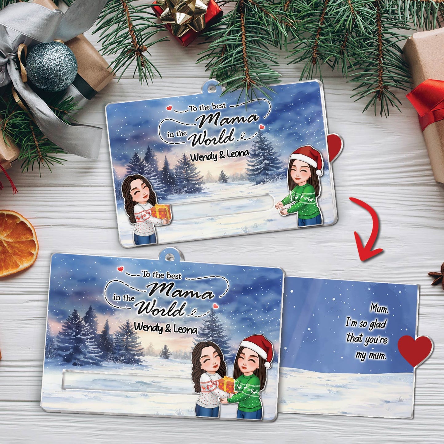 Family - To The Best Grandparents Ever - Personalized Acrylic Slider Card Ornament