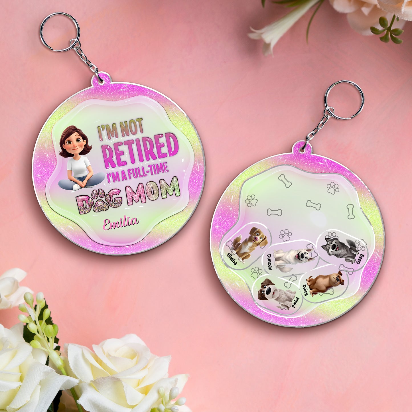 Pet Lover - Dog Mom - Personalized Acrylic Shaking Keychain