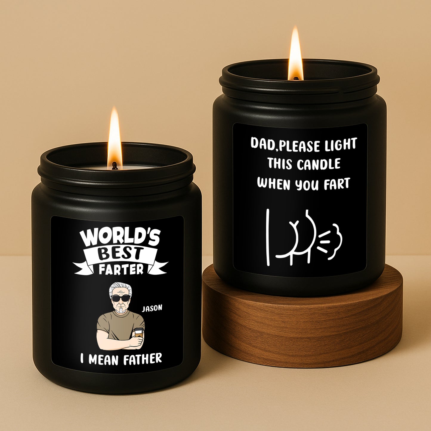Father - Dad Please Light This Candle When You Fart - Personalized Black Scented Candle