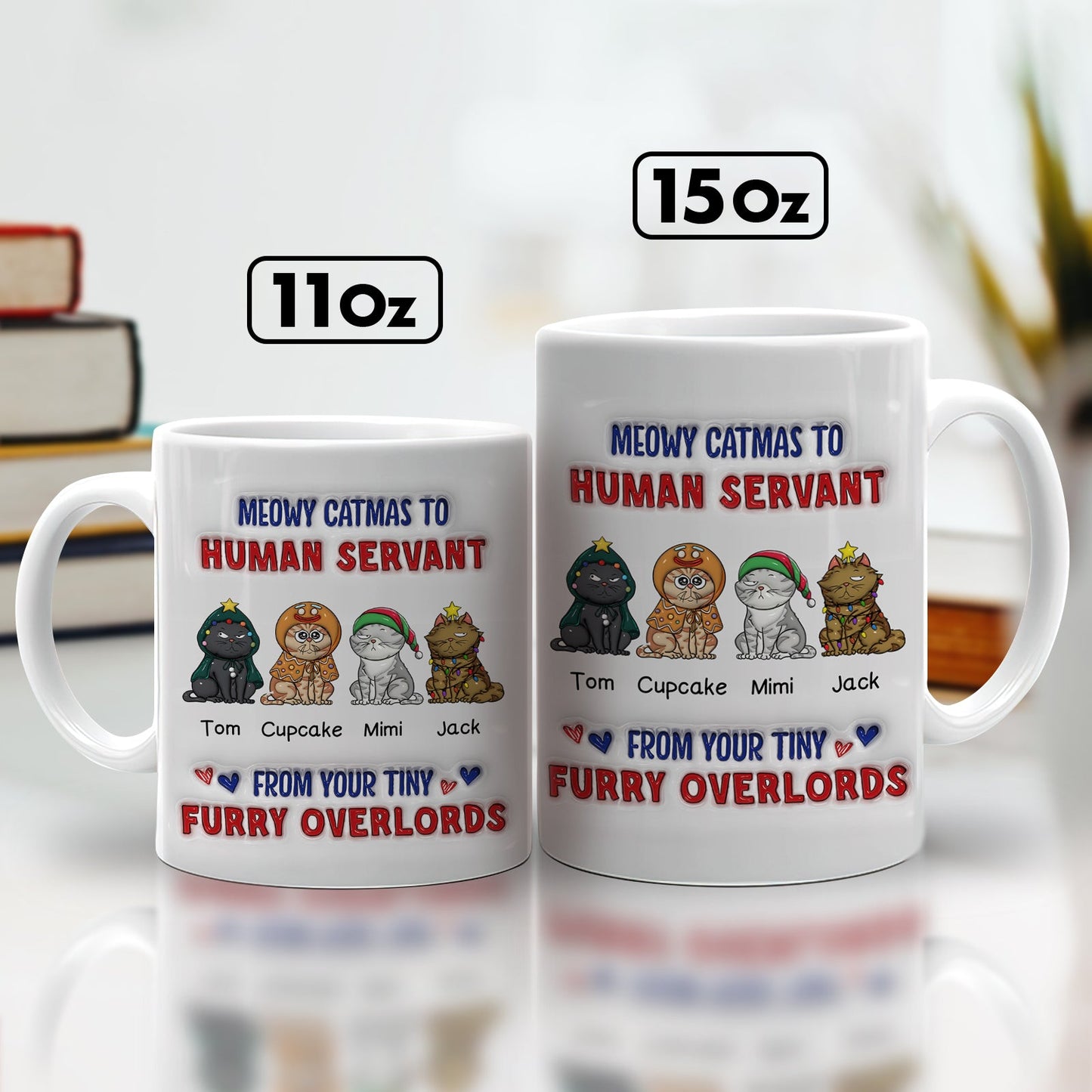 Cats - Meowy Catmas To Human Servant - Personalized Pet 3D Inflate Mug