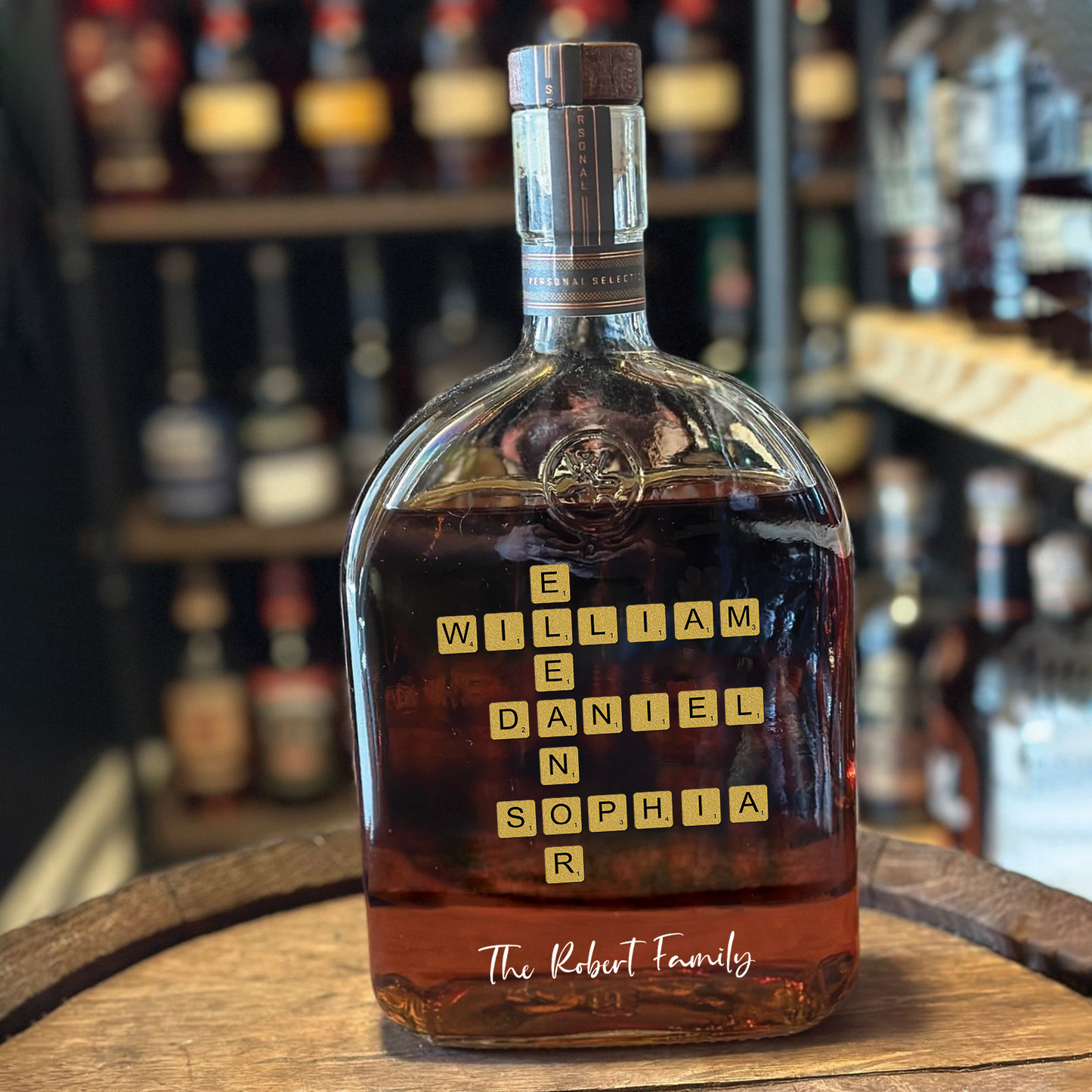 Family - Personalized Crossword Whiskey Bottle