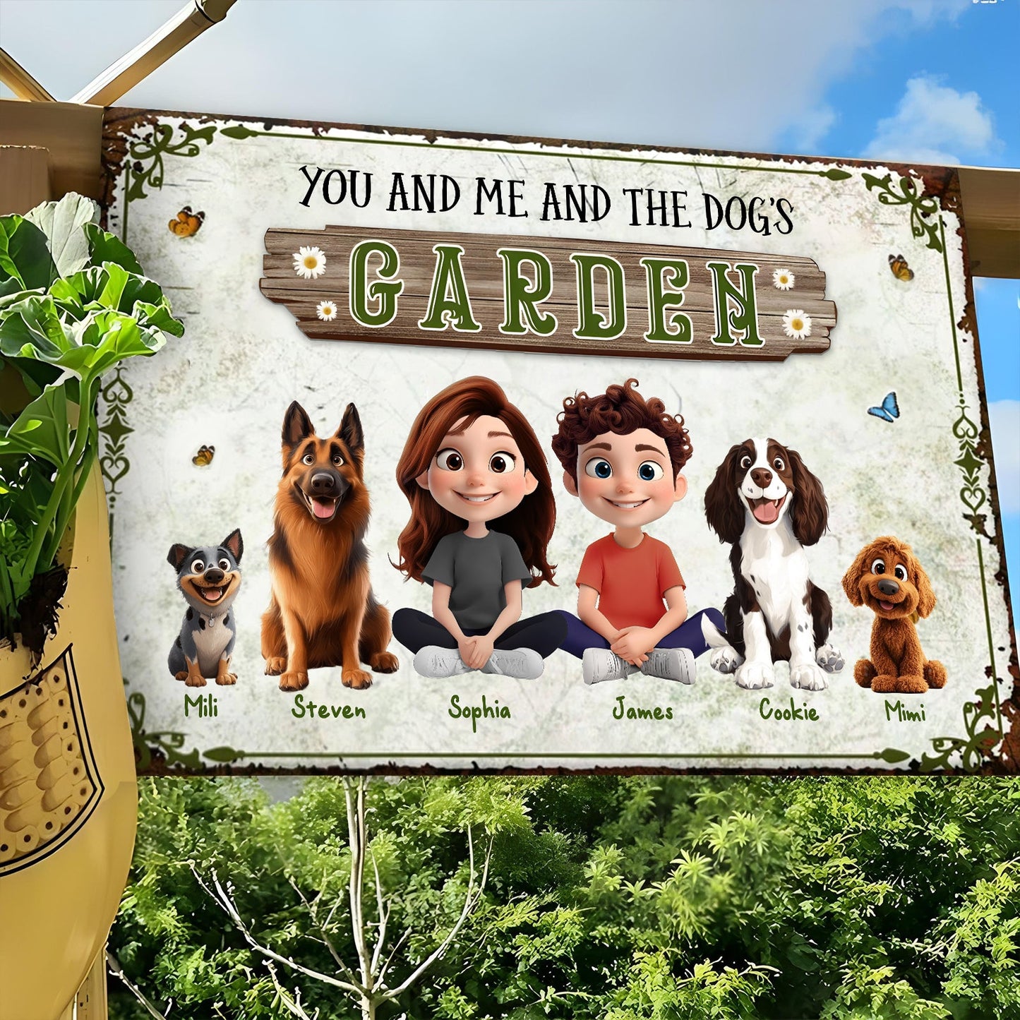 Pet Lover - You And Me And The Dog's Garden - Personalized Classic Metal Sign