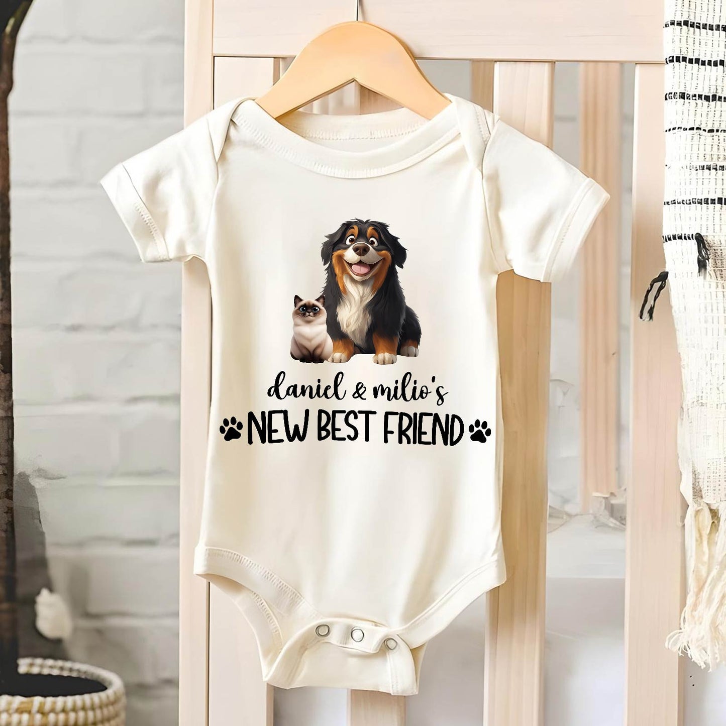 Pet Lovers - New Best Friend - Personalized Baby Onesie