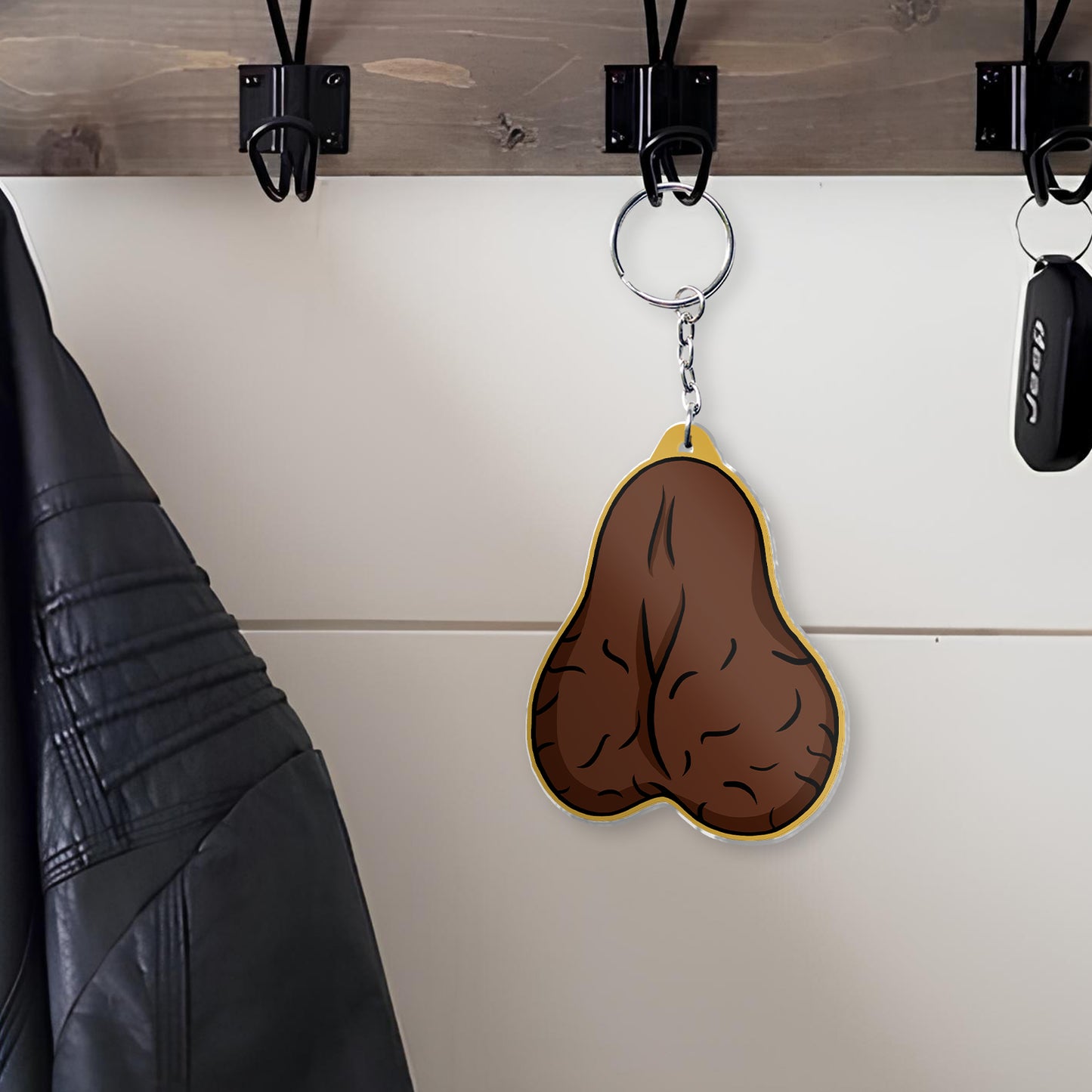Father - We Used To Live In Your Balls - Personalized Acrylic Shaking Keychain (Ver 2)