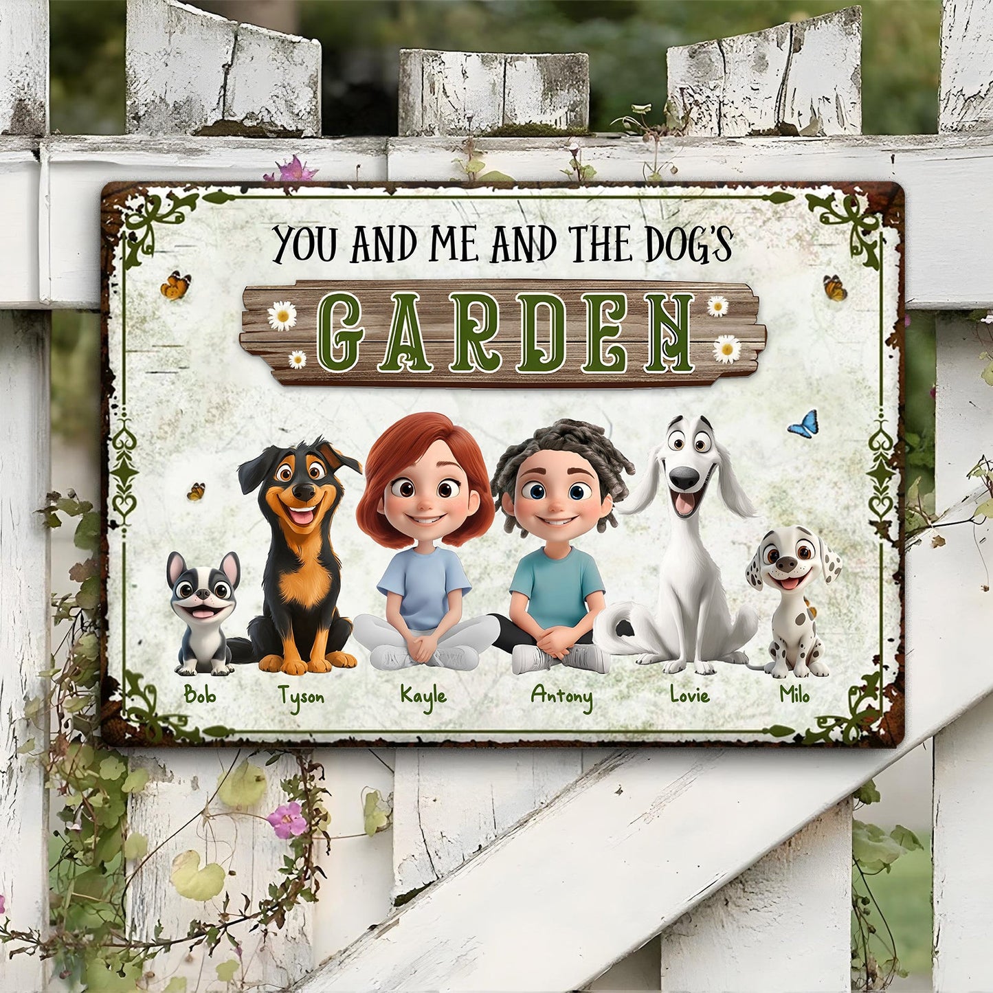 Pet Lover - You And Me And The Dog's Garden - Personalized Classic Metal Sign
