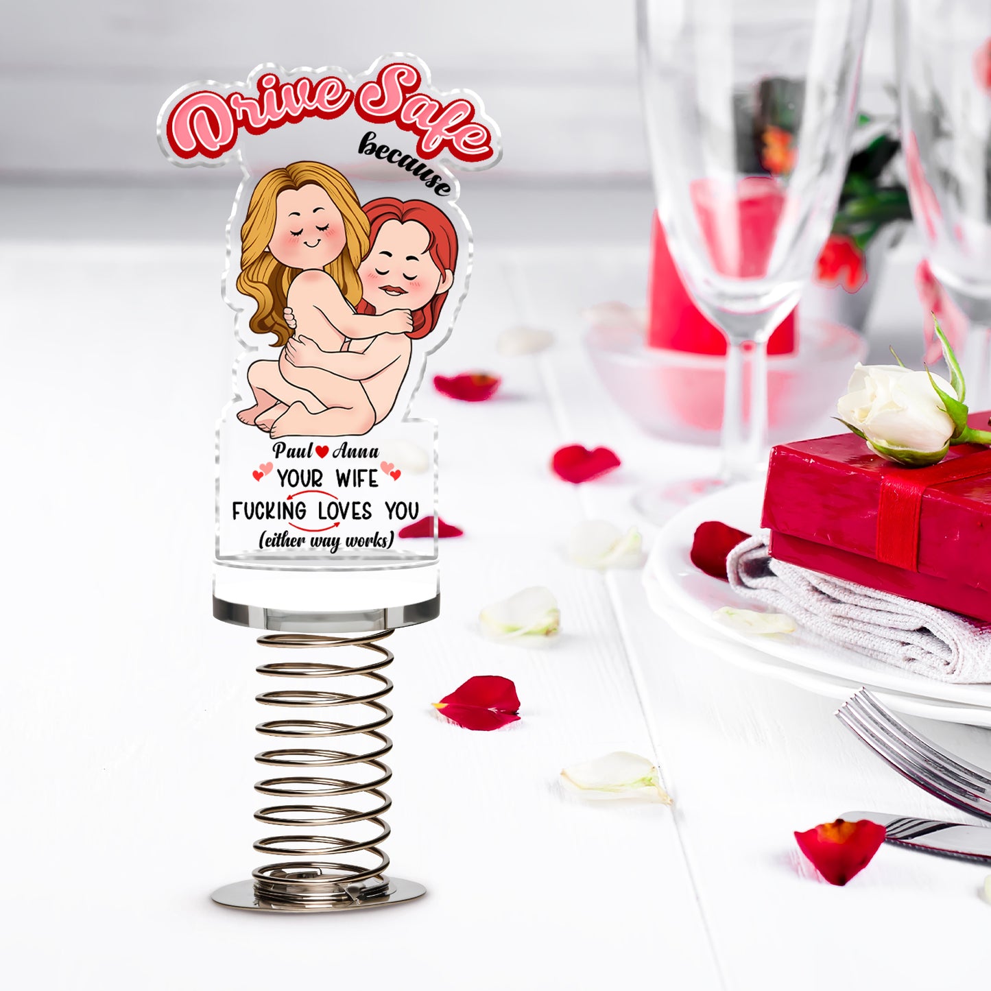 Couple - Drive Safe - Personalized Acrylic Shaking Standee