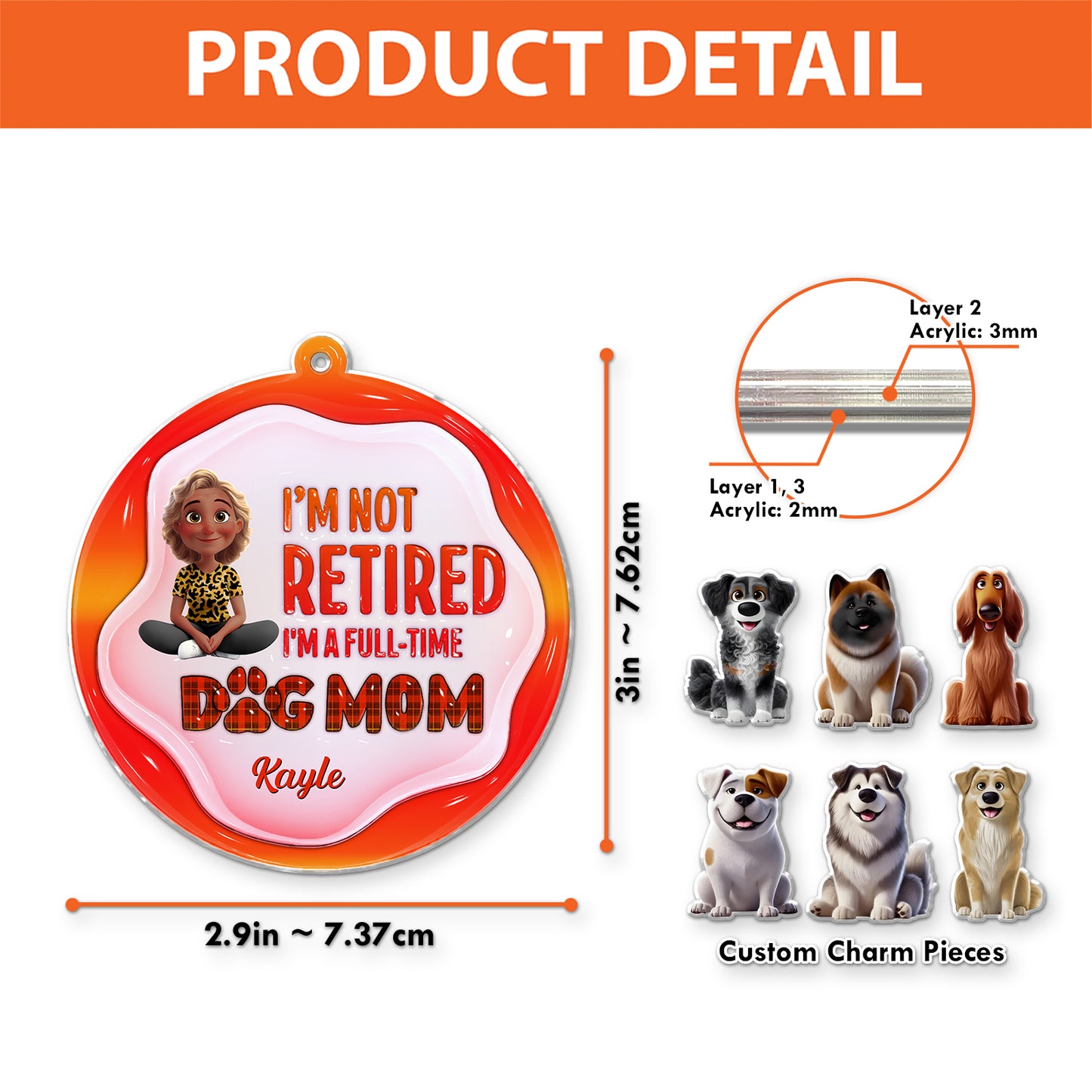 Pet Lover - Dog Mom - Personalized Acrylic Shaking Keychain