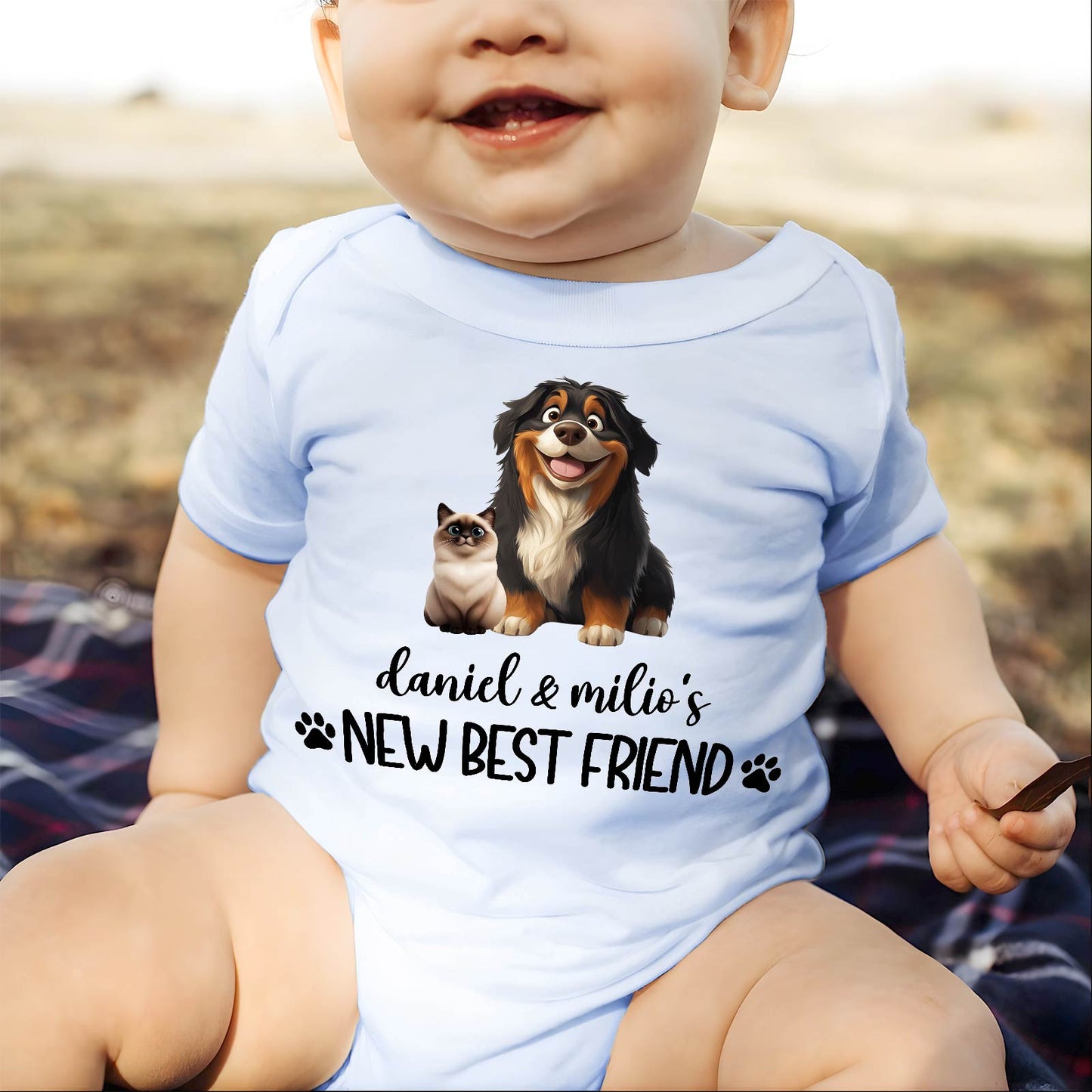 Pet Lovers - New Best Friend - Personalized Baby Onesie