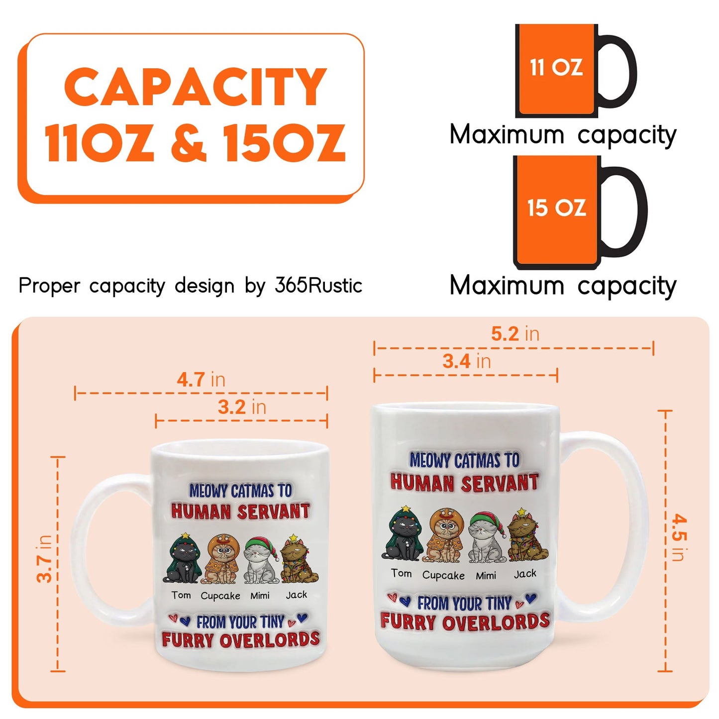 Cats - Meowy Catmas To Human Servant - Personalized Pet 3D Inflate Mug