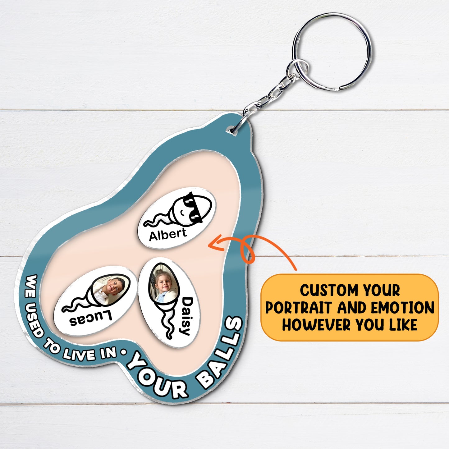Father - We Used To Live In Your Balls - Personalized Acrylic Shaking Keychain (Ver 2)
