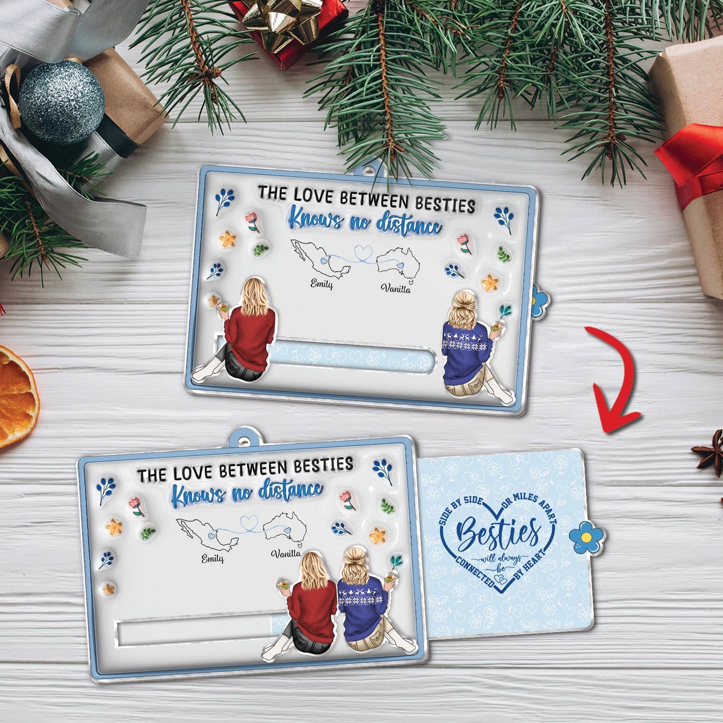 Besties - I Wish We Lived Closer - Personalized Acrylic Slider Card