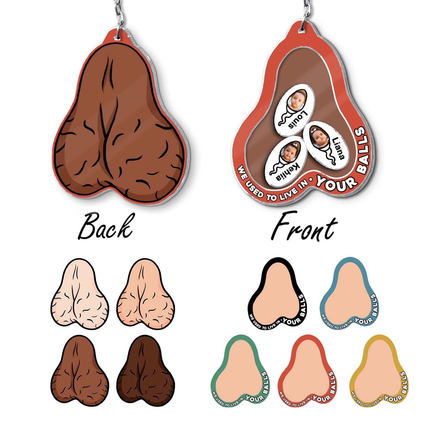 Father - We Used To Live In Your Balls - Personalized Acrylic Shaking Keychain (Ver 2)