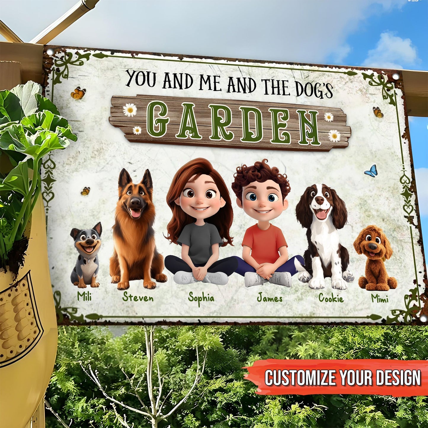 Pet Lover - You And Me And The Dog's Garden - Personalized Classic Metal Sign