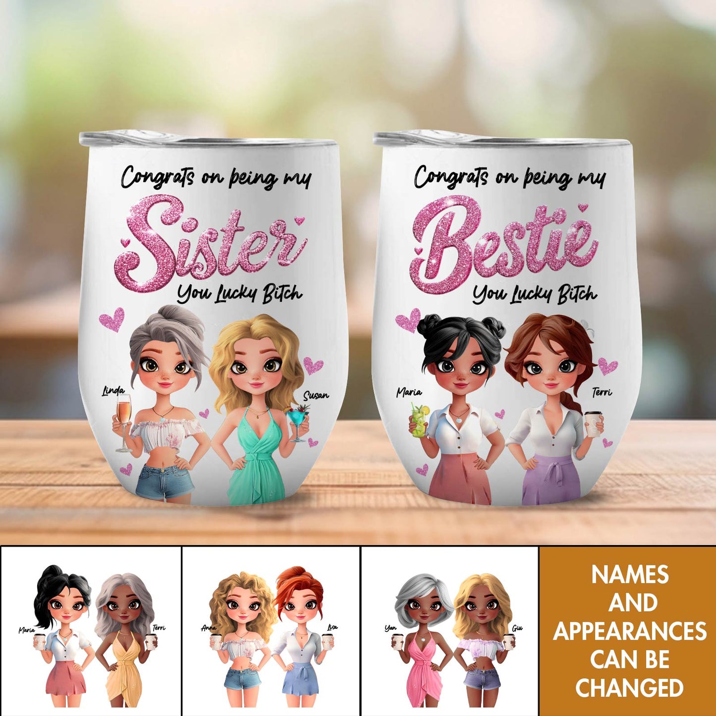 Besties - Congrats On Being My Bestie - Personalized Wine Tumbler