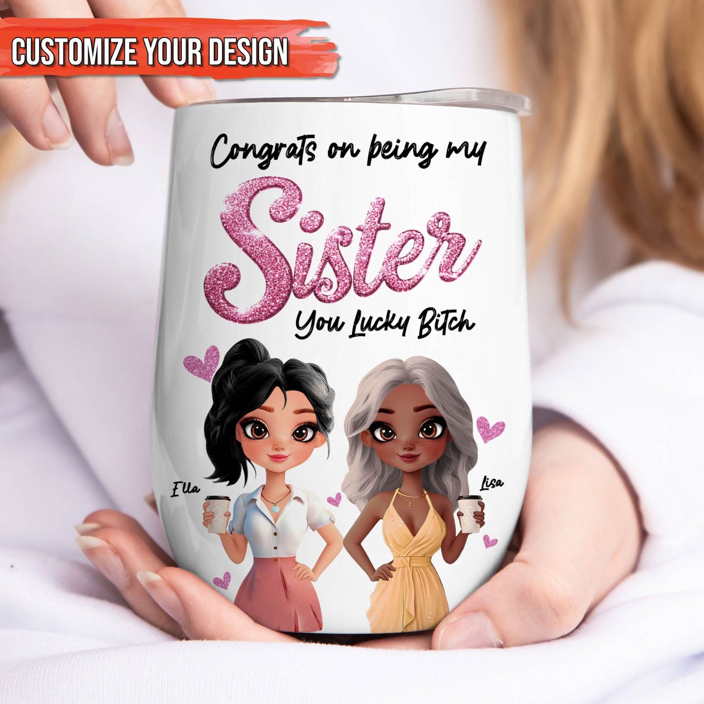 Besties - Congrats On Being My Bestie - Personalized Wine Tumbler