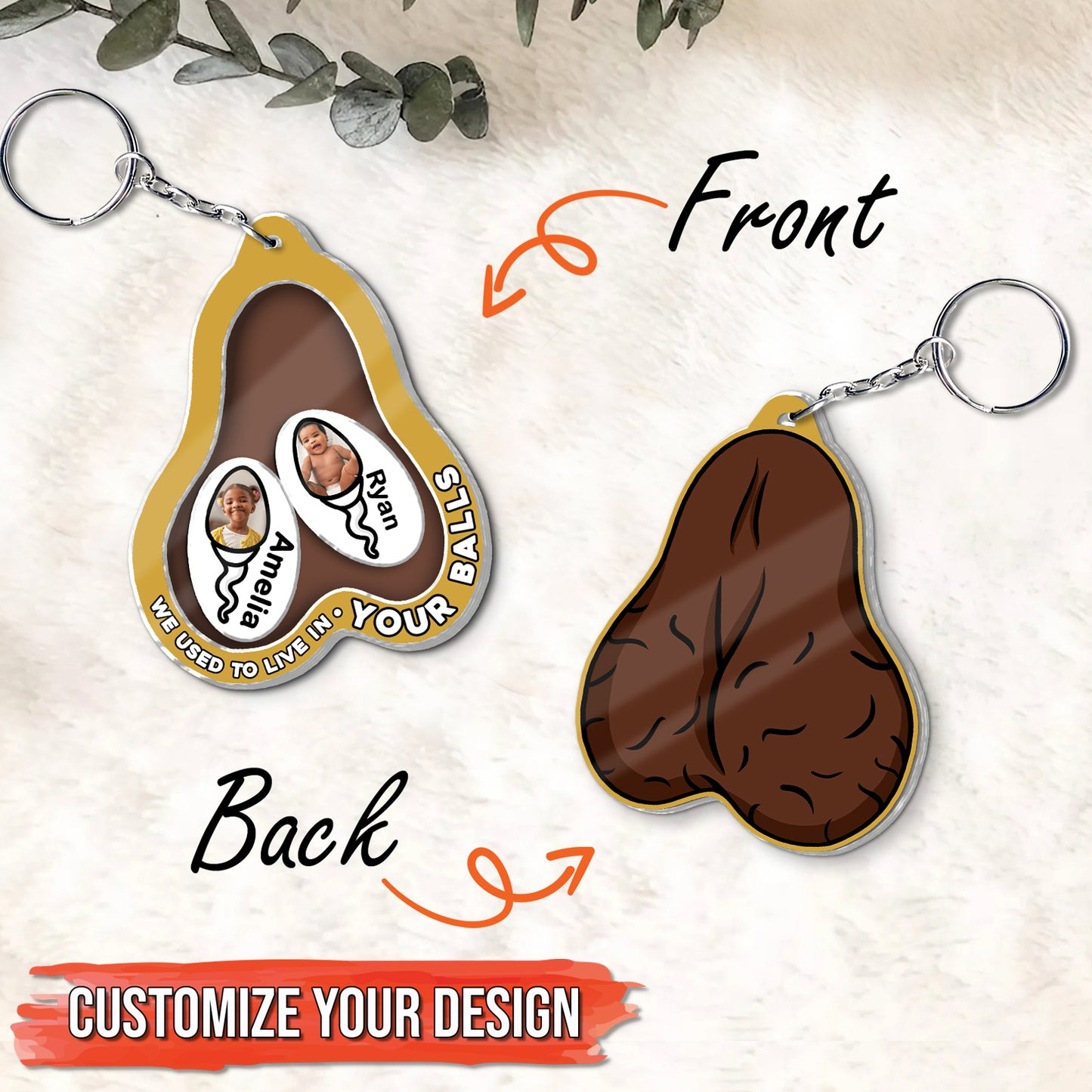 Father - We Used To Live In Your Balls - Personalized Acrylic Shaking Keychain (Ver 2)