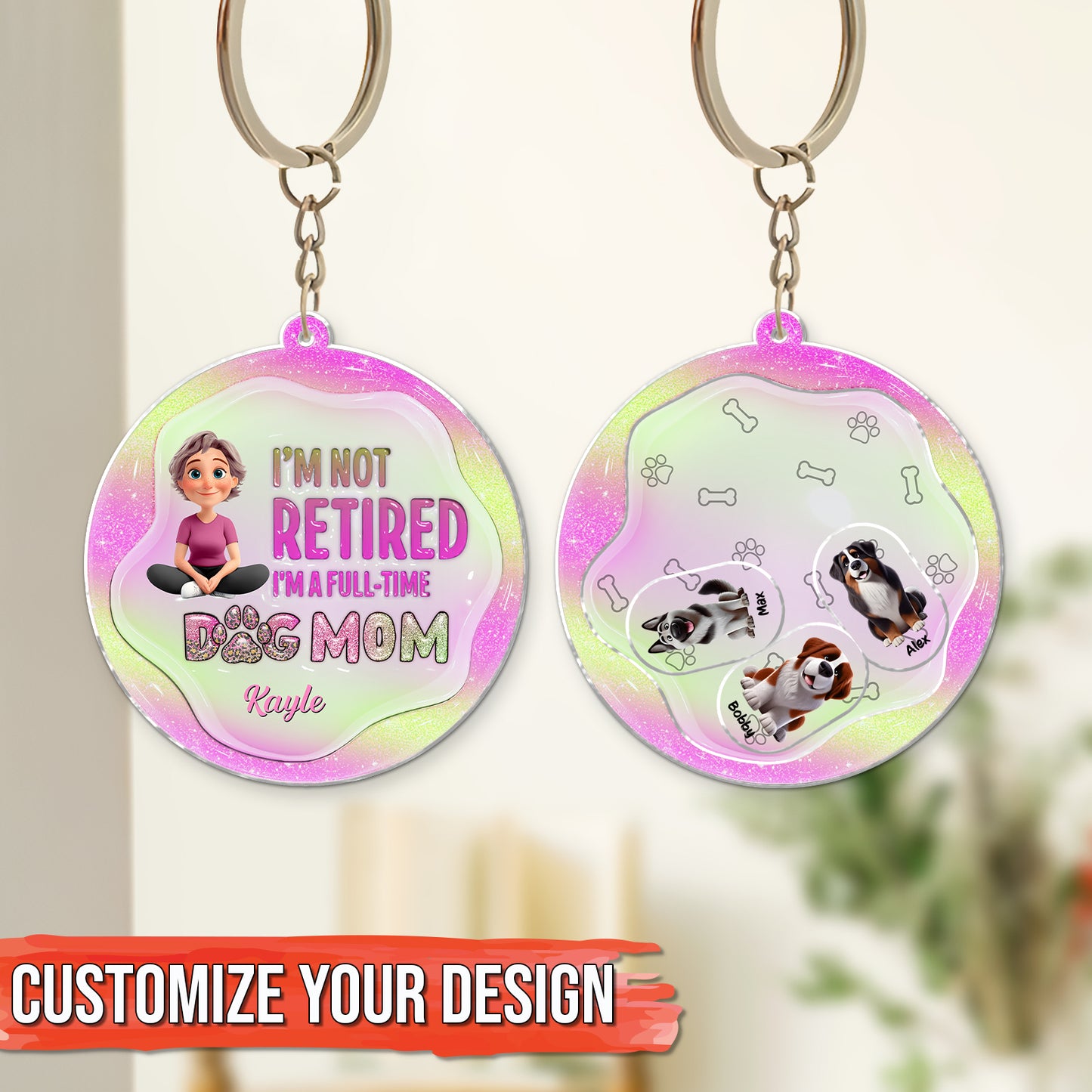 Pet Lover - Dog Mom - Personalized Acrylic Shaking Keychain