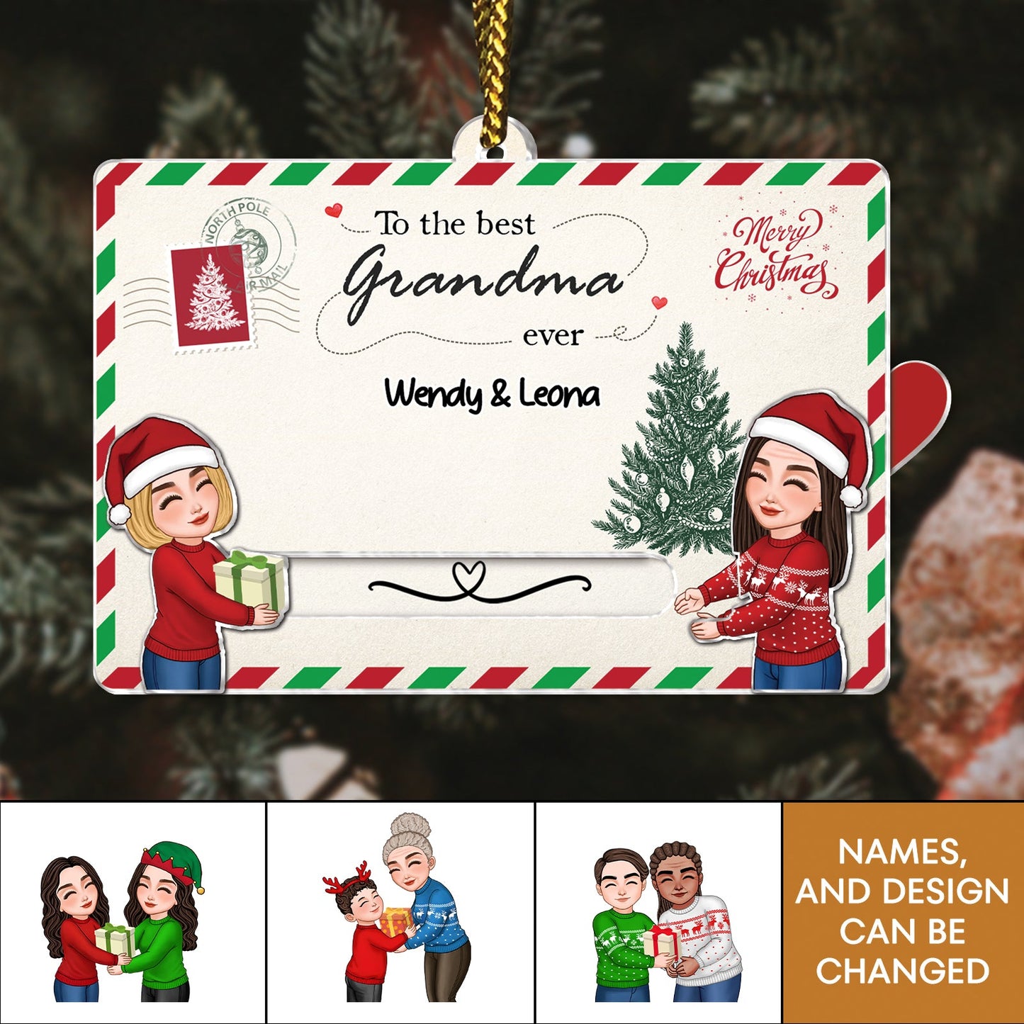 Family - To The Best Grandparents Ever - Personalized Acrylic Slider Card Ornament