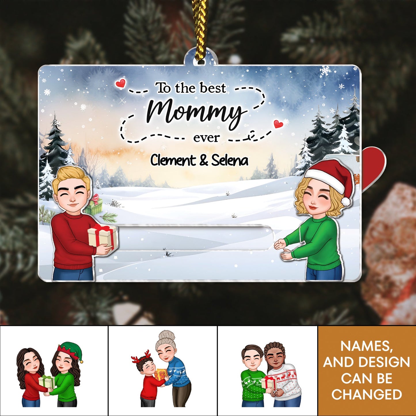 Family - To The Best Grandparents Ever - Personalized Acrylic Slider Card Ornament