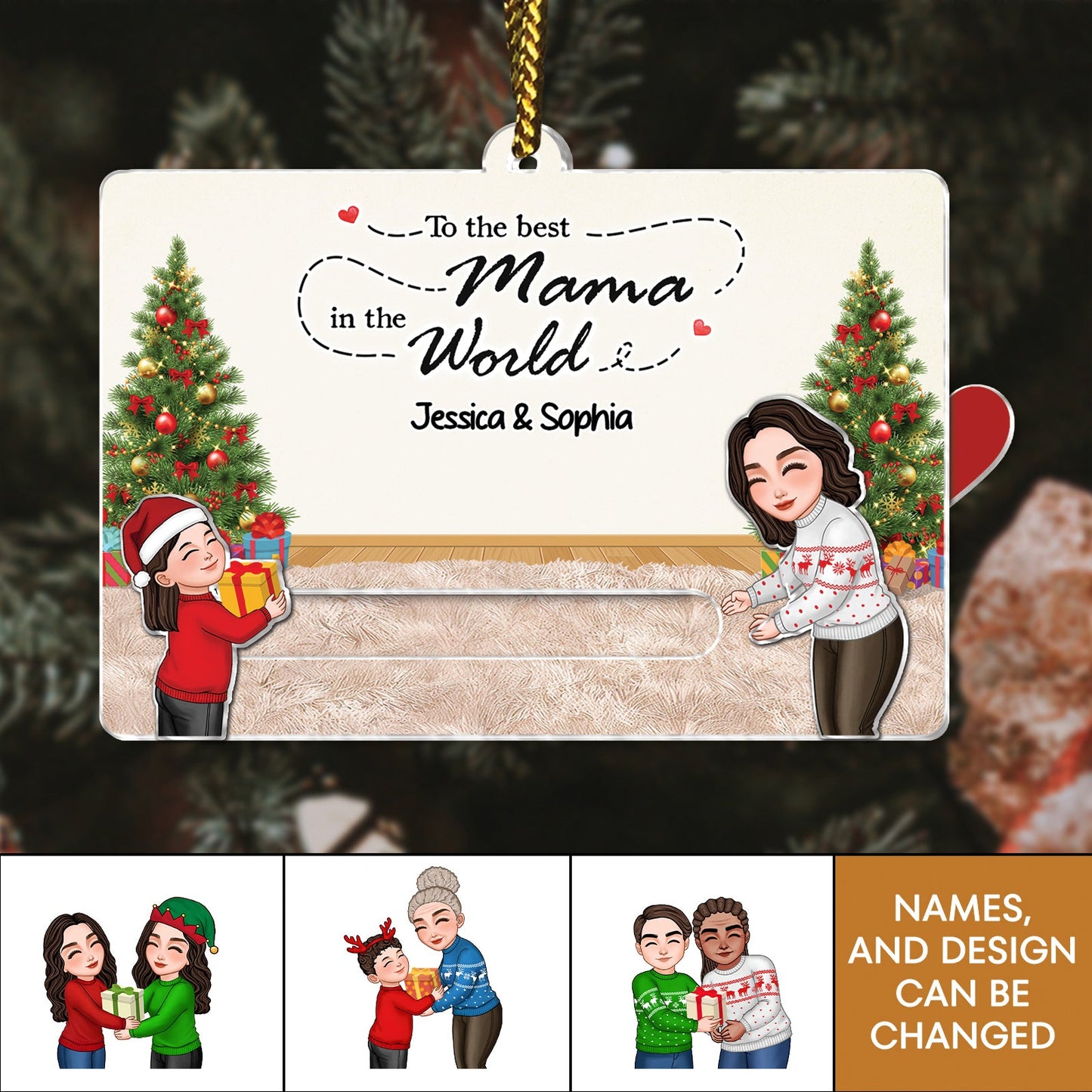 Family - To The Best Grandparents Ever - Personalized Acrylic Slider Card Ornament