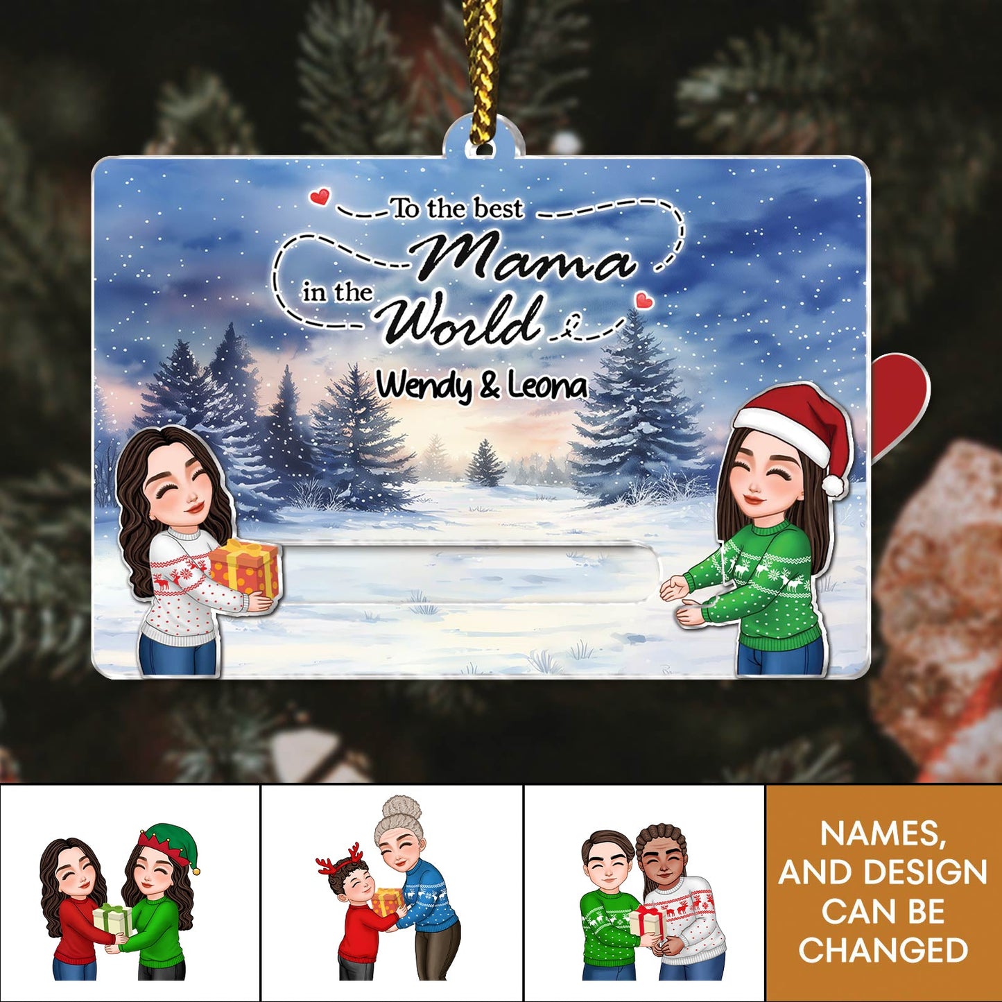 Family - To The Best Grandparents Ever - Personalized Acrylic Slider Card Ornament