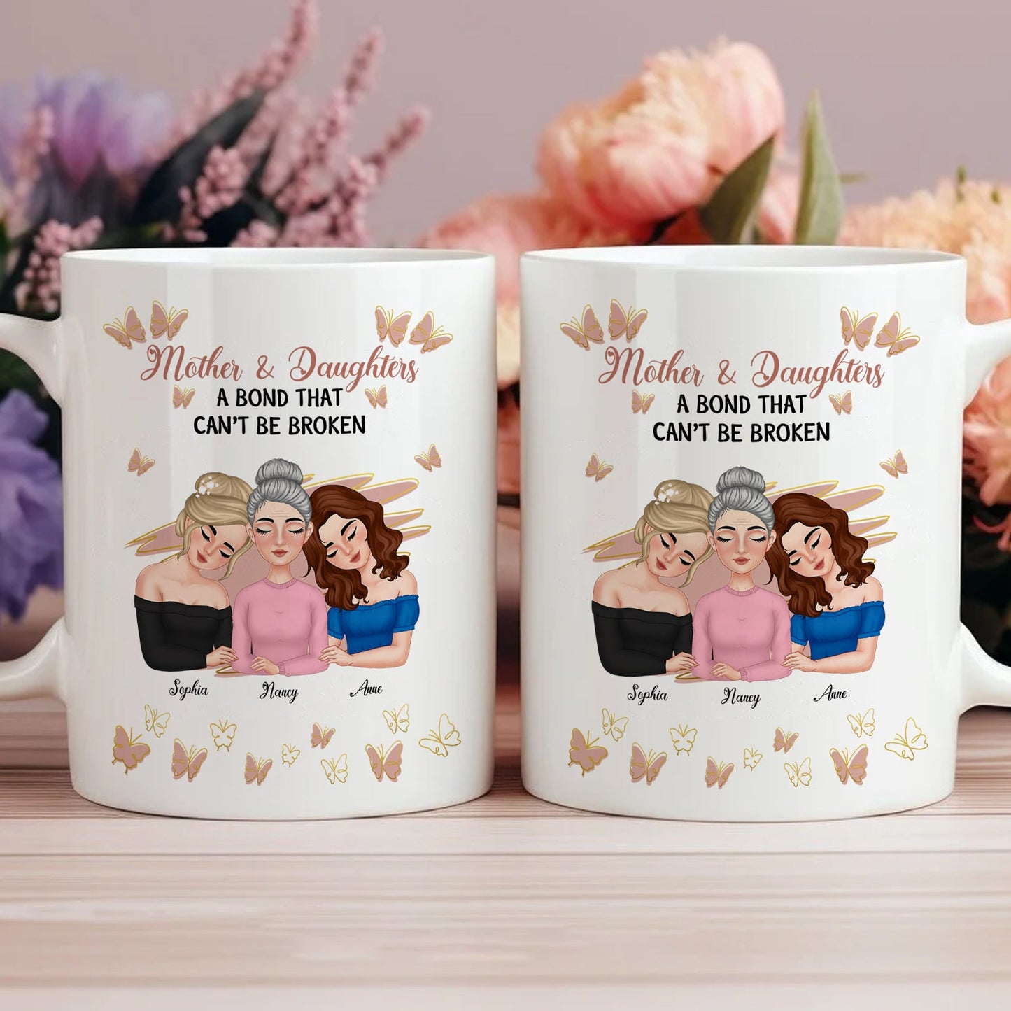 Mother's Day - Mother & Daughters A Bond That Can't Be Broken - Personalized Mug