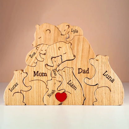 Family - Handcrafted-Wooden Bears Family Puzzle - Wooden Animal Carvings