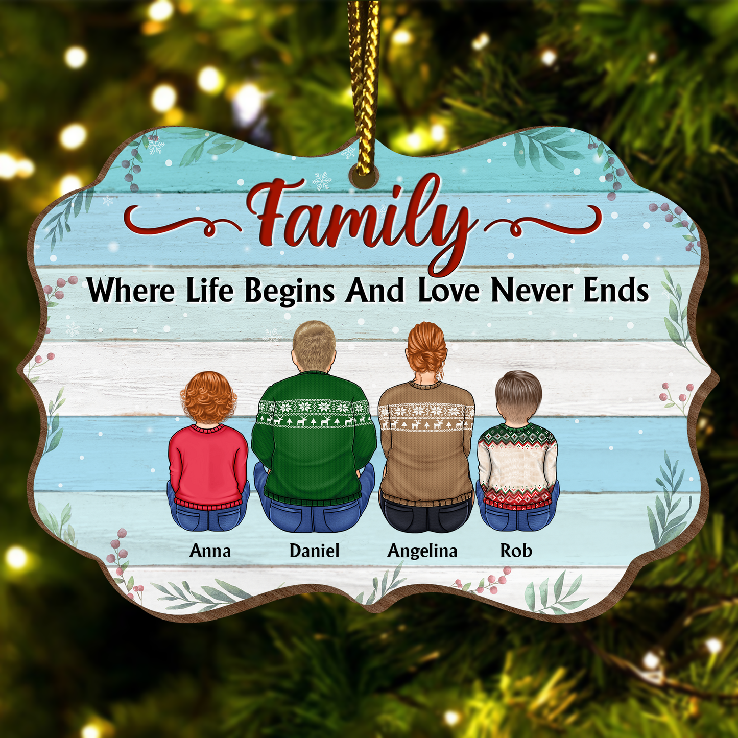 Family - Family Where Begins And Love Never Ends - Personalized Ornament