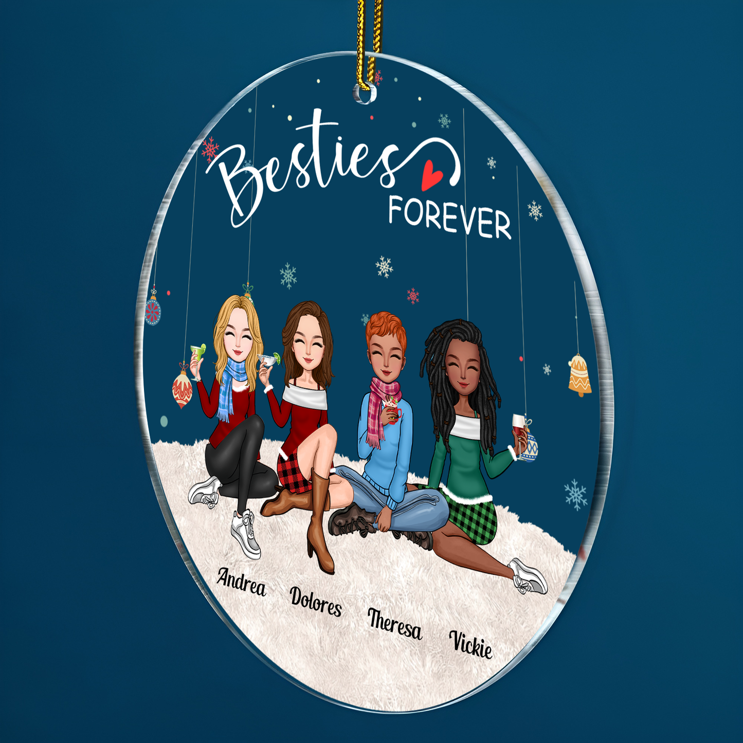 Besties - Besties Forever - Personalized Circle Ornament