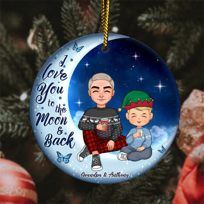 Family- I Love You To The Moon & Back - Personalized Ceramic Ornament