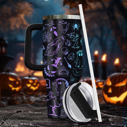 Halloween - Black Spooky - Tumbler With Handle