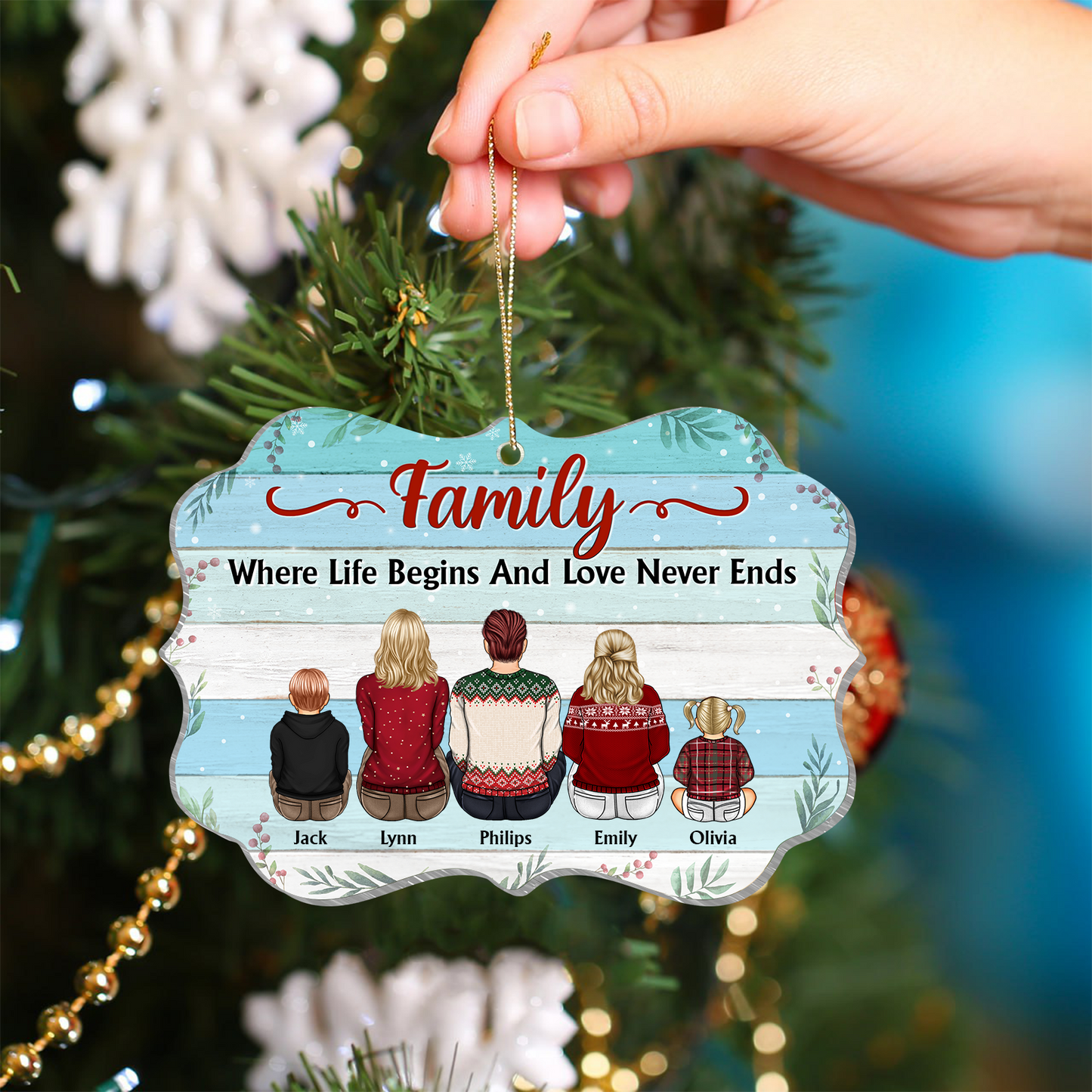 Family - Family Where Begins And Love Never Ends - Personalized Ornament