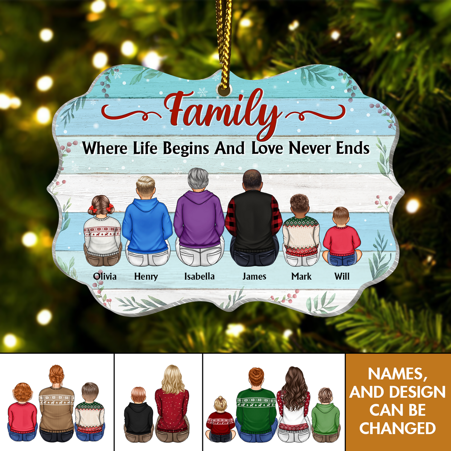 Family - Family Where Begins And Love Never Ends - Personalized Ornament