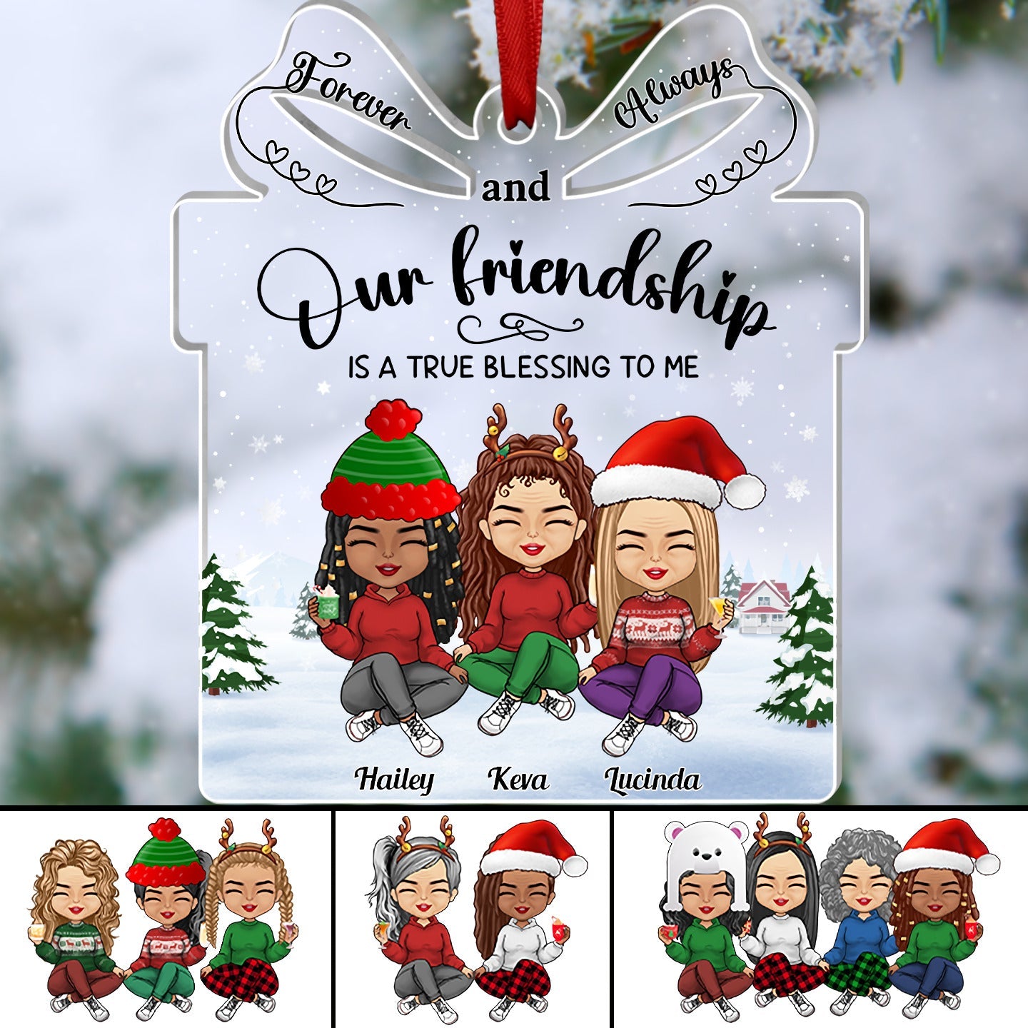 Besties - Our Friendship is a True Blessing to me - Personalized Transparent Ornament