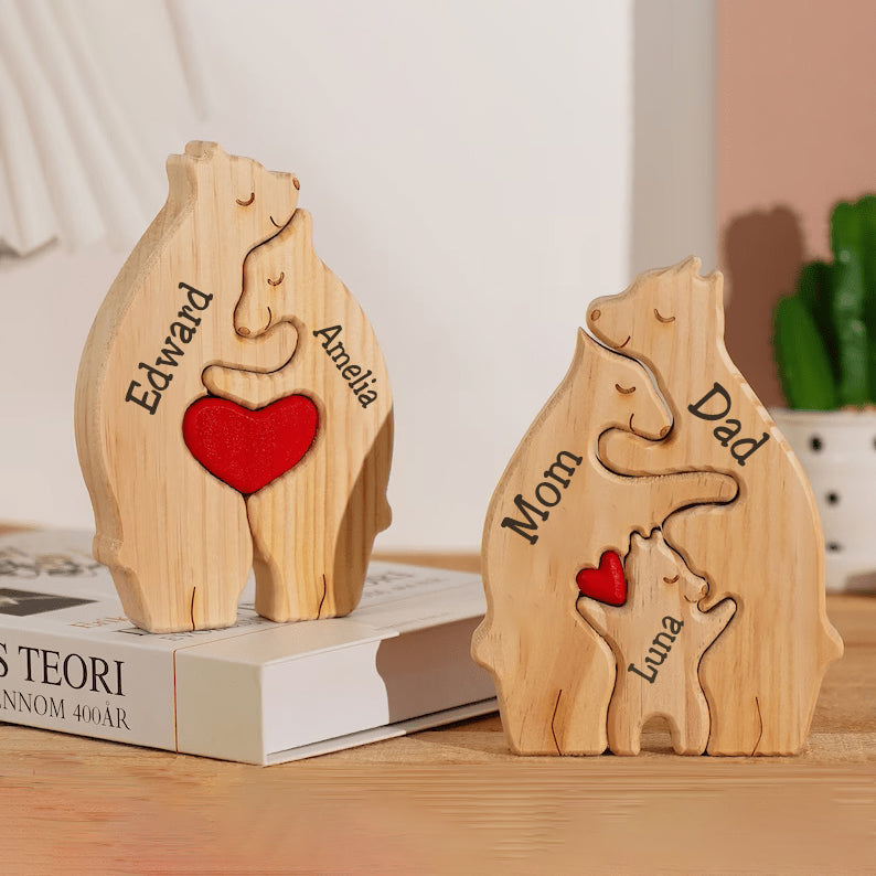 Family - Wooden Bears Family Puzzle - Personalized Wooden Carvings