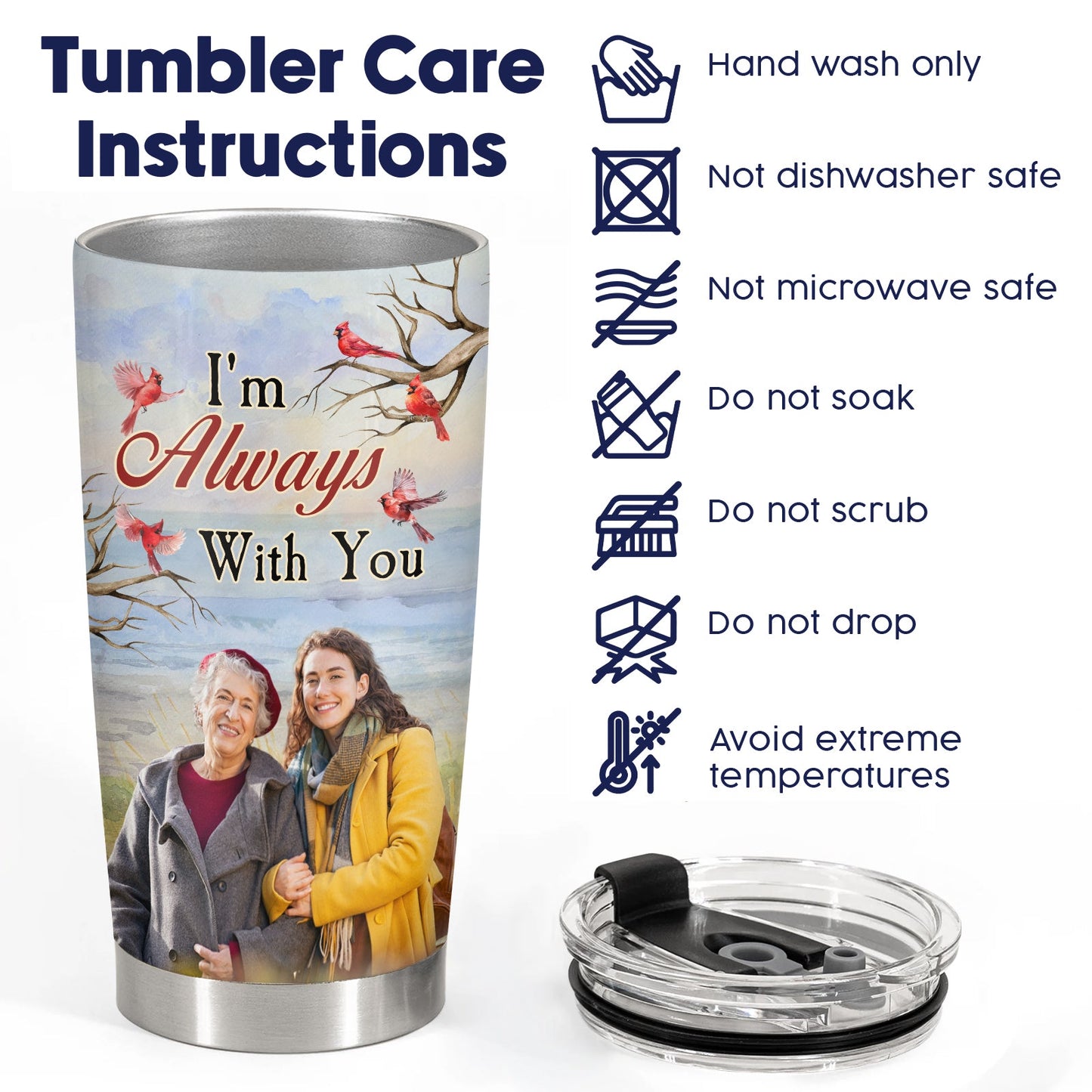 I'm Always With You New Version - Personalized Photo Tumbler Cup