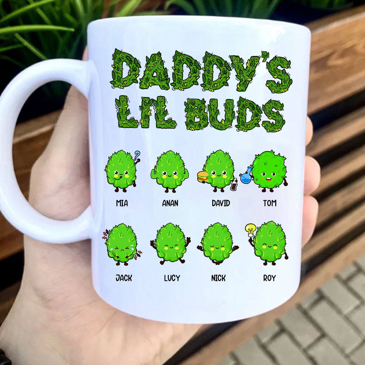 Gift For Grandpa Dad Uncle Family- Daddy's Lil Buds -Personalized Mug Ceramic