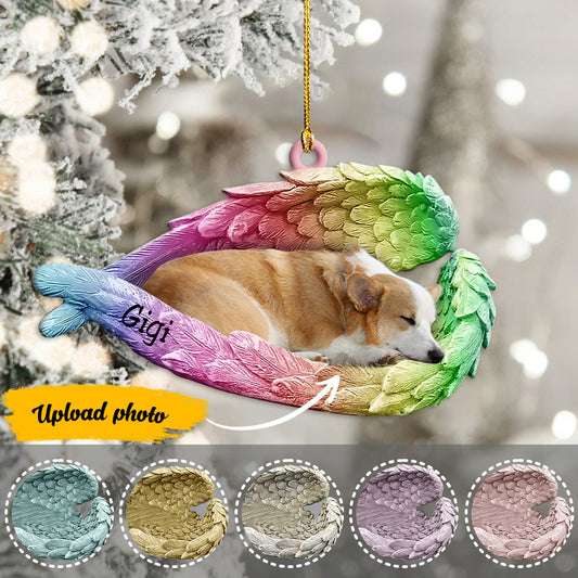 Dog Lovers - Sleeping Pet Within Angel Wings - Personalized Ornament