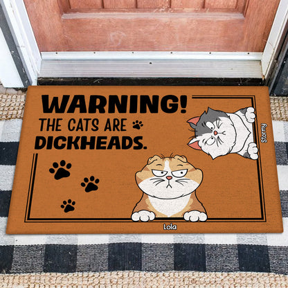 Pet Lovers - Warning! The Dogs/Cats Are Dickheads - Personalized Pet Doormat