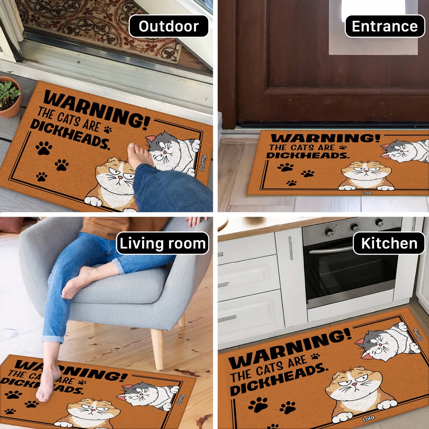 Pet Lovers - Warning! The Dogs/Cats Are Dickheads - Personalized Pet Doormat