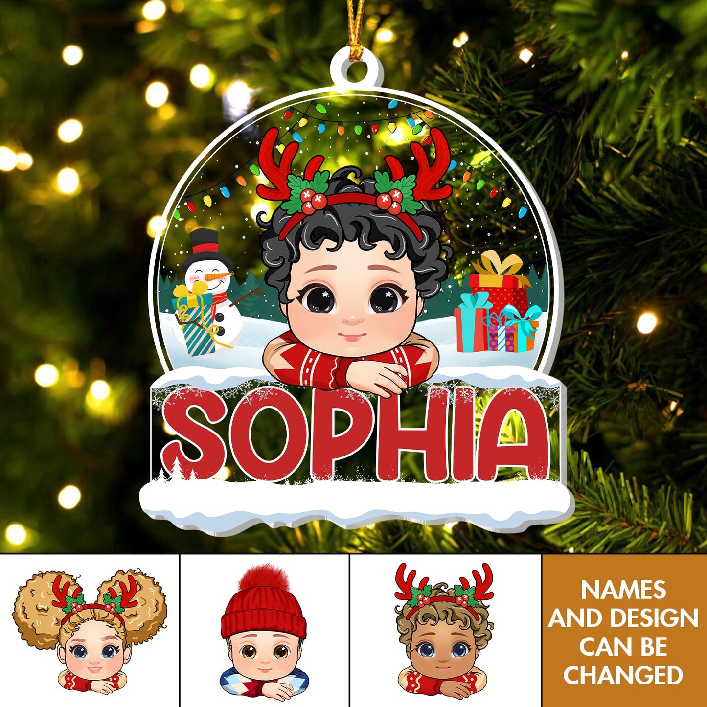 Family - Kids Custom Christmas Names - Personalized Acrylic Ornament