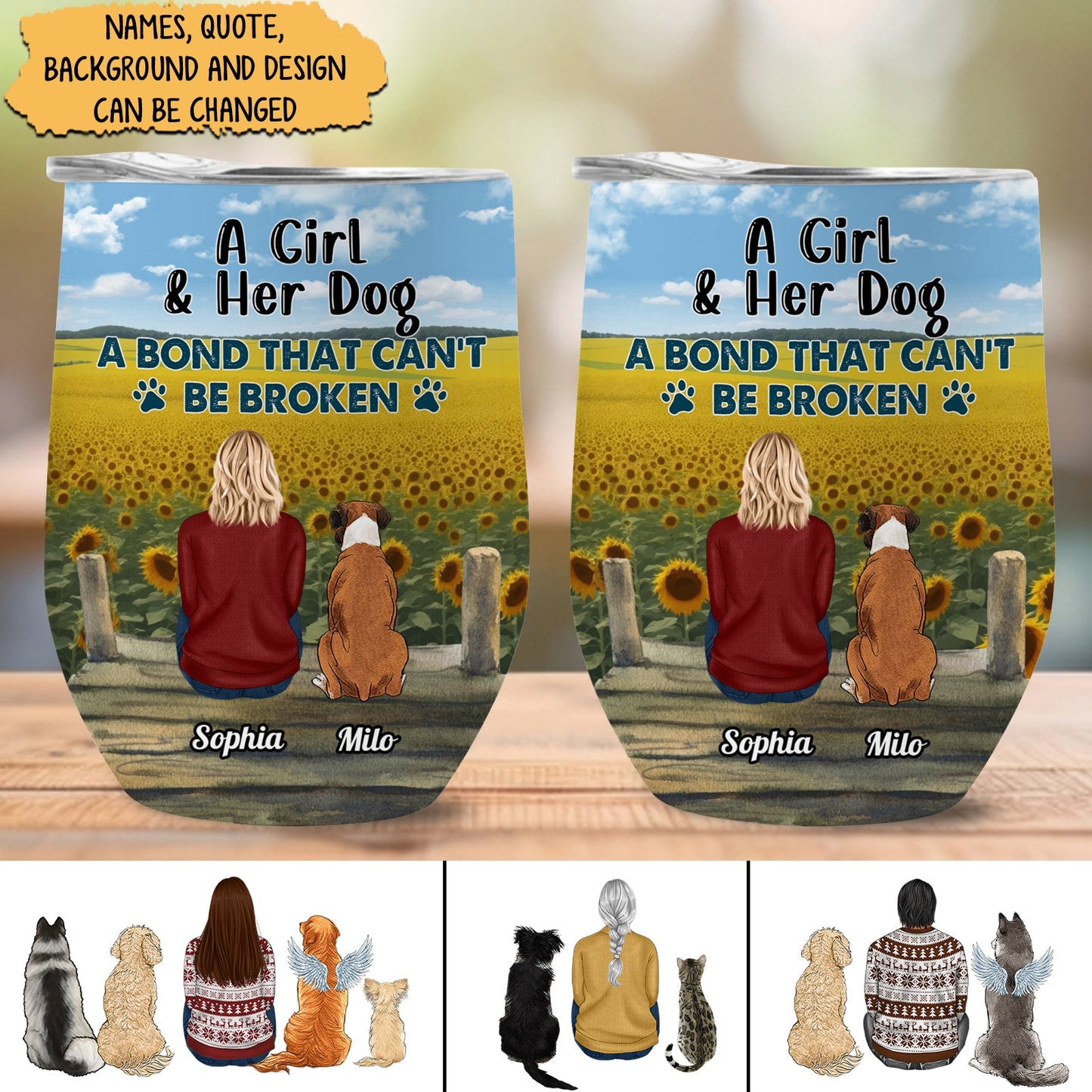 Pet Lovers - A Girl & Her Dog A Bond That Can't Be Broken - Personalized Wine Tumbler Ceramic