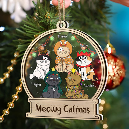 Pet Lovers - Meowy Catmas - Personalized 2-Layered Mix Ornament