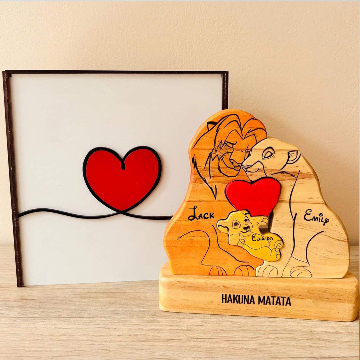 Family - The Lion Pet - Personalized Wooden Puzzle