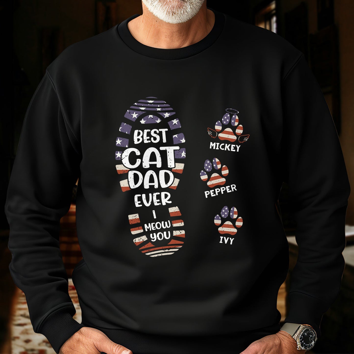 Pet Lovers - Best Cat Dad Ever I Meow You - Personalized Shirt