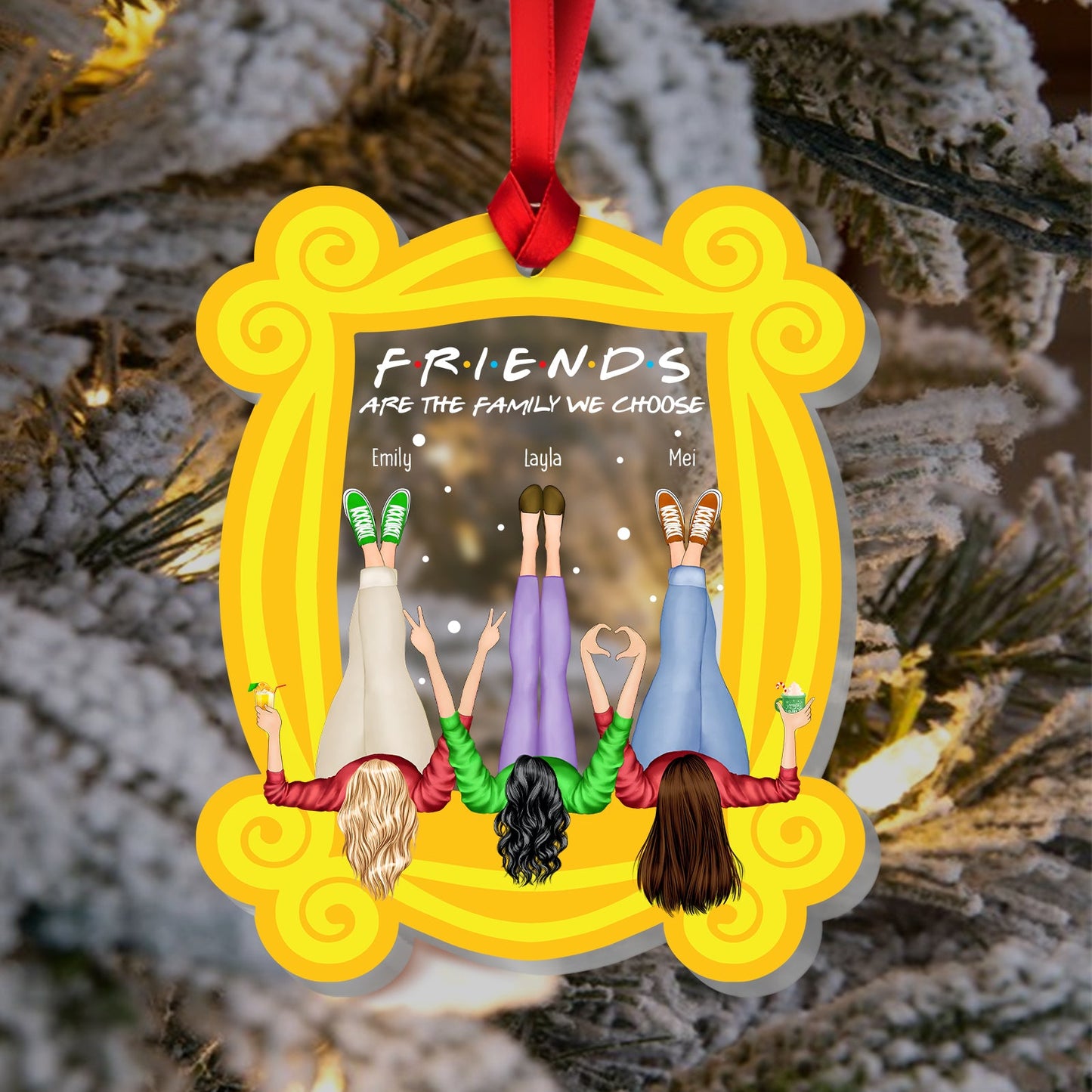 Besties - Drinking Friends Are The Family We Choose - Personalized Acrylic Ornament