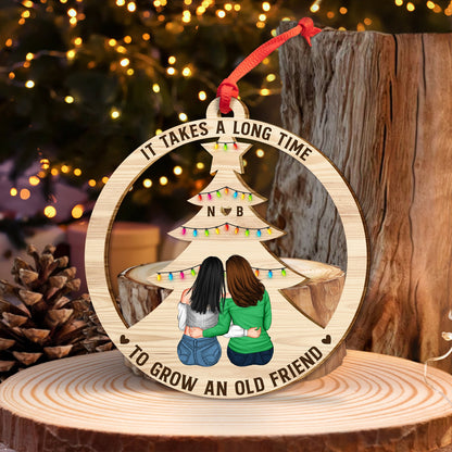 Besties- Grow An Old Friend - Personalized Wooden Cutout Ornament