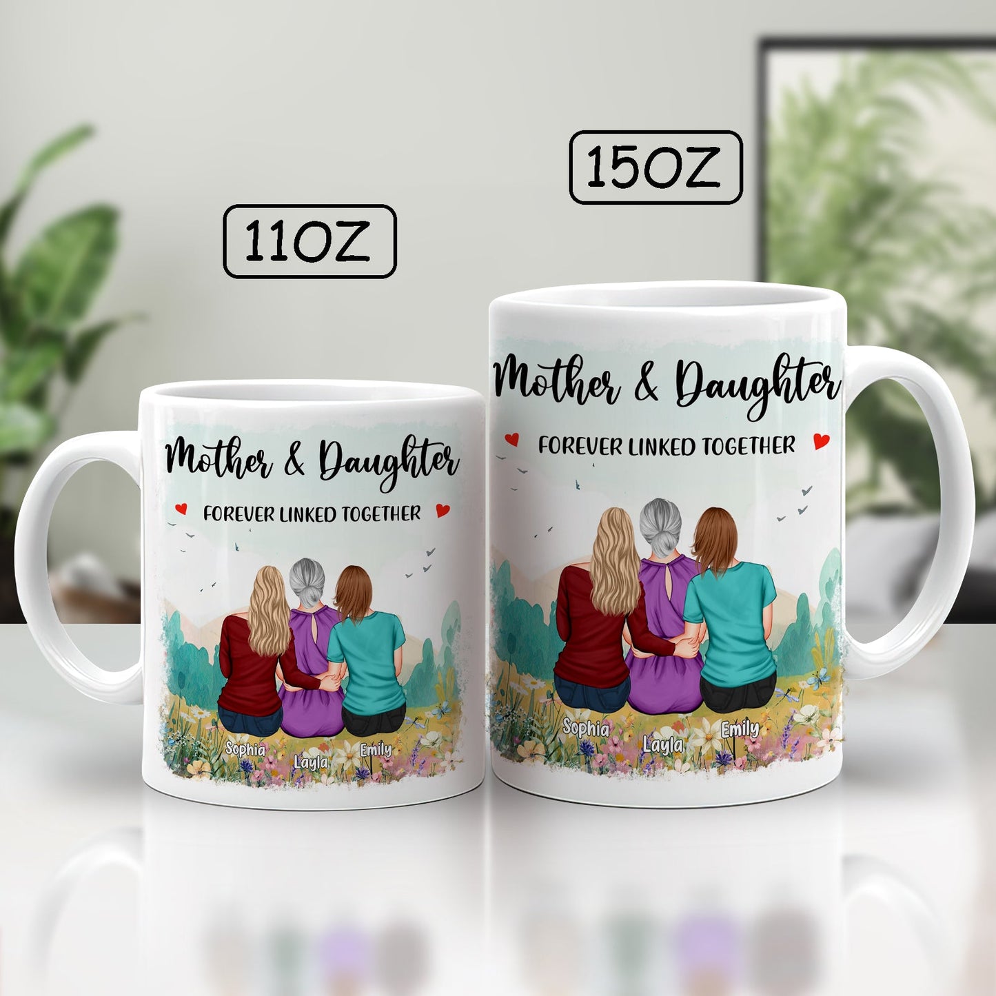 Mother And Daughter Forever Linked Together - Personalized Mug